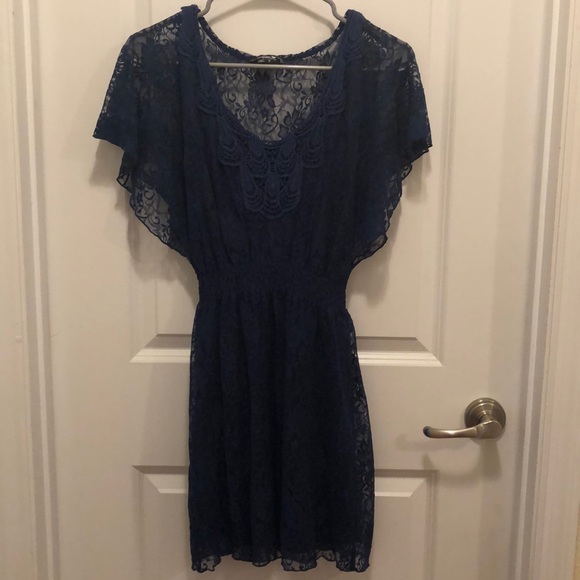 Navy Blue Lace Dress - Picture 2 of 5